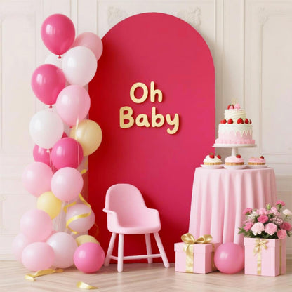 Skiennix 7.2 FT Hot Pink Spandex Arch Backdrop Cover - Perfect for Weddings & Baby Showers
