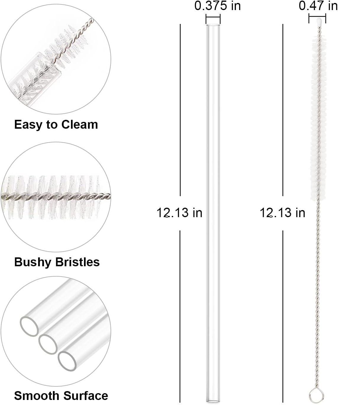 Stanley Replacement Straws - 6 Pack Clear Straws with Cleaning Brush for 40 oz Adventure Tumbler