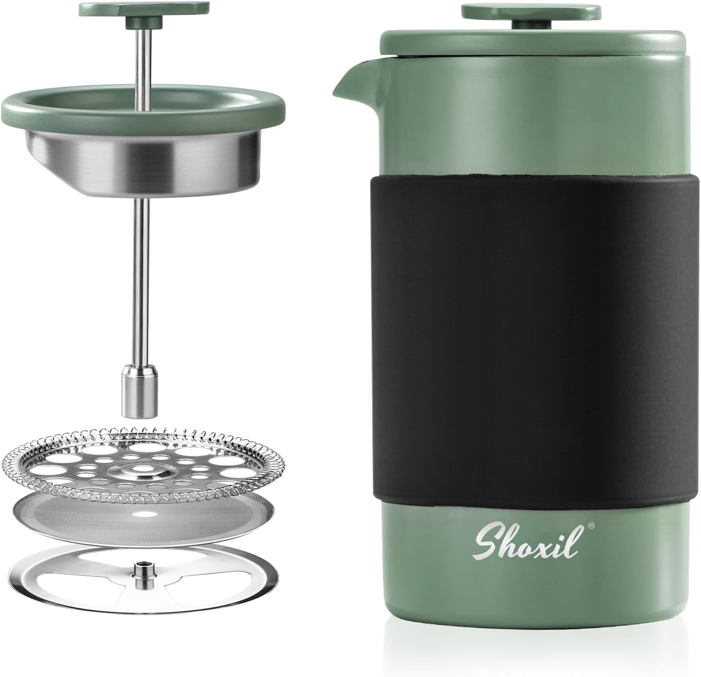 Skiennix French Press - 350ml Stainless Steel Coffee Maker | Portable 2-Cup Cafetiere for Ground Coffee