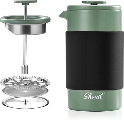 Skiennix French Press - 350ml Stainless Steel Coffee Maker | Portable 2-Cup Cafetiere for Ground Coffee
