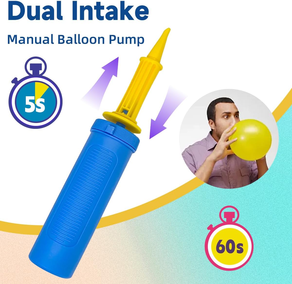 SUSWIM Handheld Balloon Pump - Dual Action Portable Inflator for Balloons & Inflatable Toys