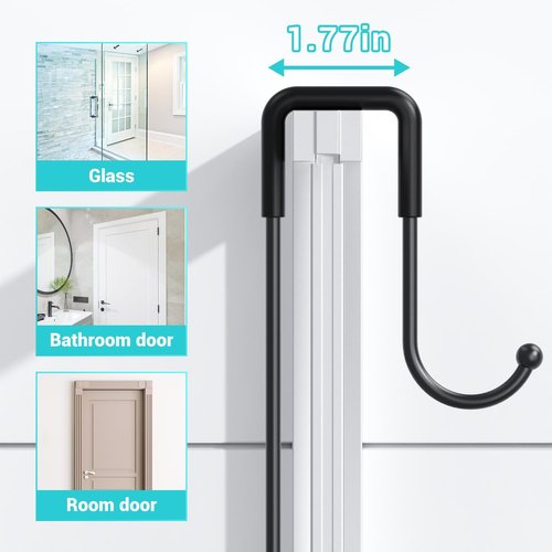 Aitatty Over The Door Shower Caddy - Rustproof Hanging Organizer Rack in Black | No Drilling Required