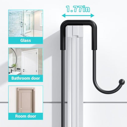 Aitatty Over The Door Shower Caddy - Rustproof Hanging Organizer Rack in Black | No Drilling Required