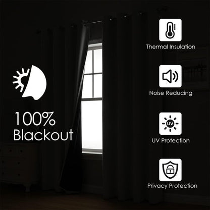 ChrisDowa 100% Blackout Curtains - Thermal Insulated Grommet Panels, Light Grey, 42 x 63 Inch, 2 Panels Set