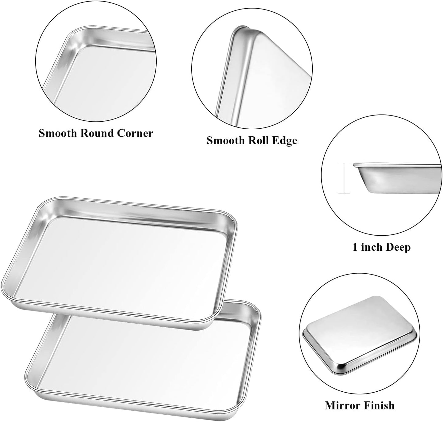 Yododo Baking Sheet Set - 4-Piece Stainless Steel Cookie Sheet with Cooling Racks | 9-Inch Heavy Duty & Easy Clean
