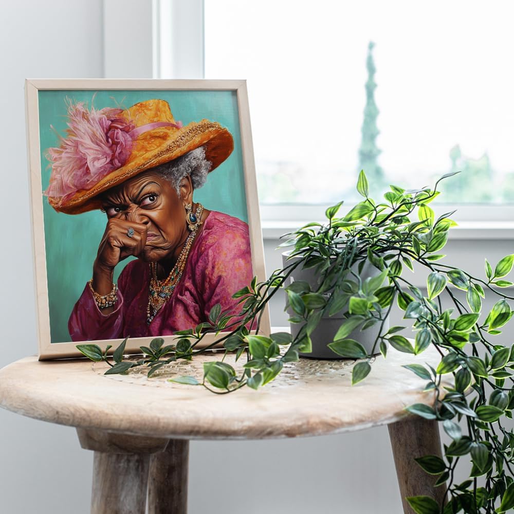 Black Woman Bathroom Art | Humorous African American Decor - Trendy Wall Art for Restrooms