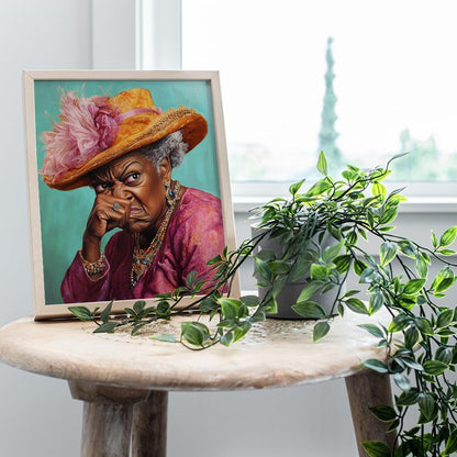 Black Woman Bathroom Art | Humorous African American Decor - Trendy Wall Art for Restrooms