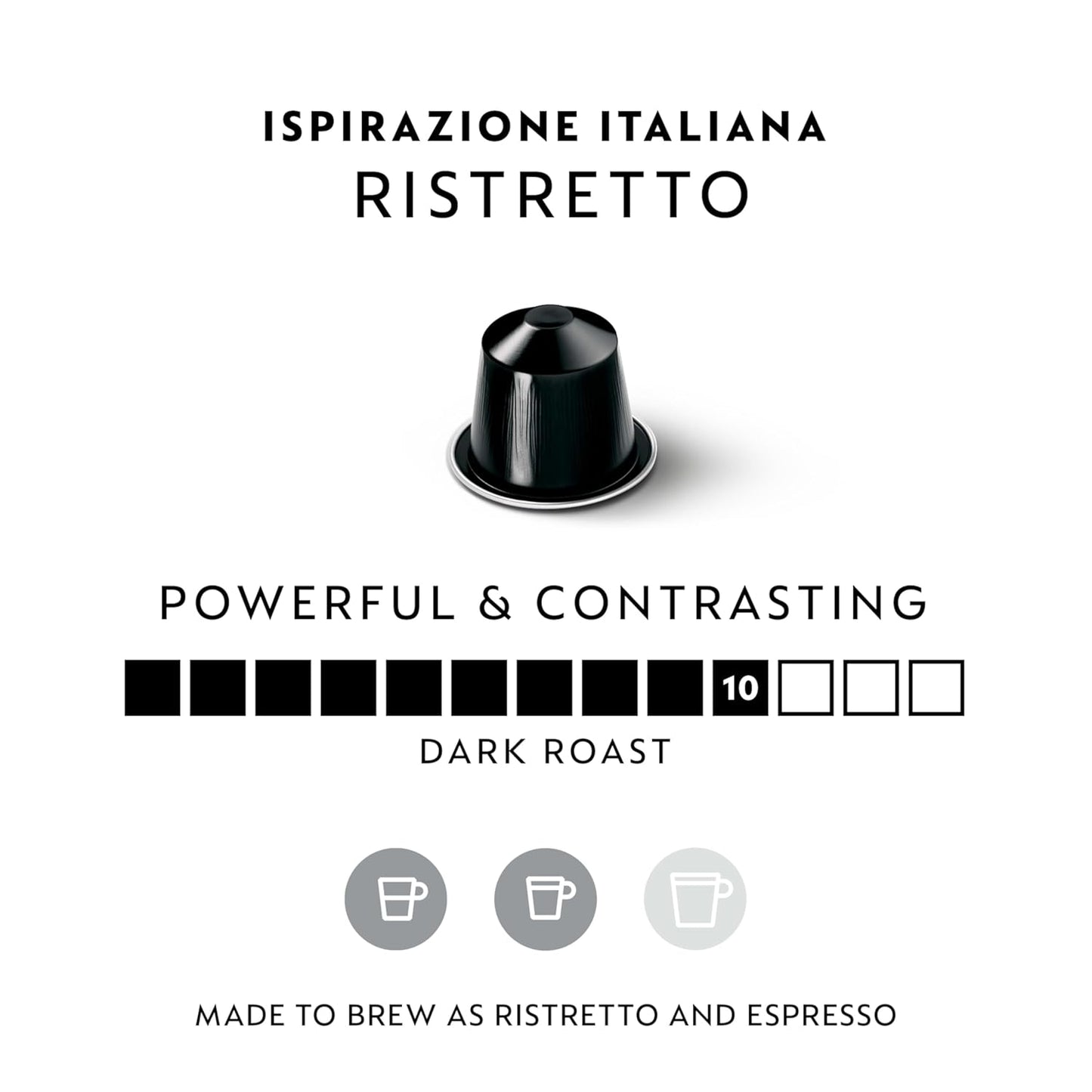 Nespresso Ristretto Intenso Capsules - Dark Roast Coffee Pods | 50 Count Original Line