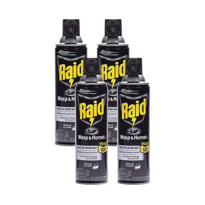 Raid Wasp Hornet Killer Spray - Powerful Insecticide for Fast Action | 14 Ounce (Pack of 4)
