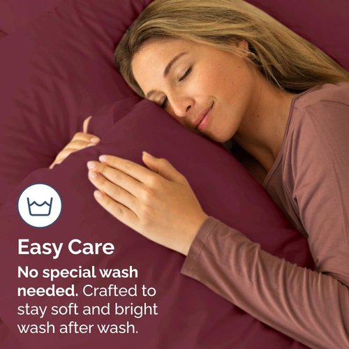 King Pillow Cases by [Brand Name] - Ultra Soft Hotel Quality Covers | Cozy, Wrinkle-Free & Stain Resistant - 4 Piece Set in Burgundy