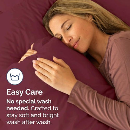 King Pillow Cases by [Brand Name] - Ultra Soft Hotel Quality Covers | Cozy, Wrinkle-Free & Stain Resistant - 4 Piece Set in Burgundy