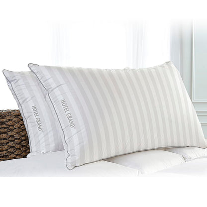 Hotel Grand Bed Pillows 100% Cotton Soft Feather Down Pillows Queen Size Pillows Set of 2 Pack Hotel Collection Pillows for Side/Back Sleeper,28" L x 20" W