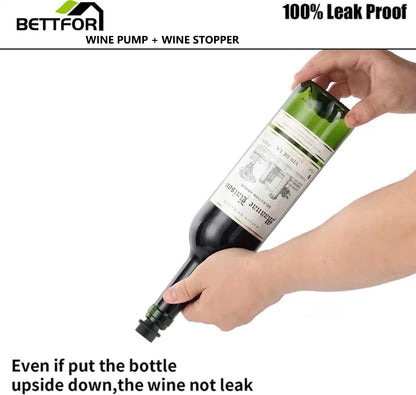 Wine Pump with 4 Vacuum Wine Stoppers Silicone Wine Bottle Stoppers, Leak proof,Keep Fresh, Healthy Material, Easy to use, Suitable for Most Wine Bottles (Wine Pump + 4 stoppers)