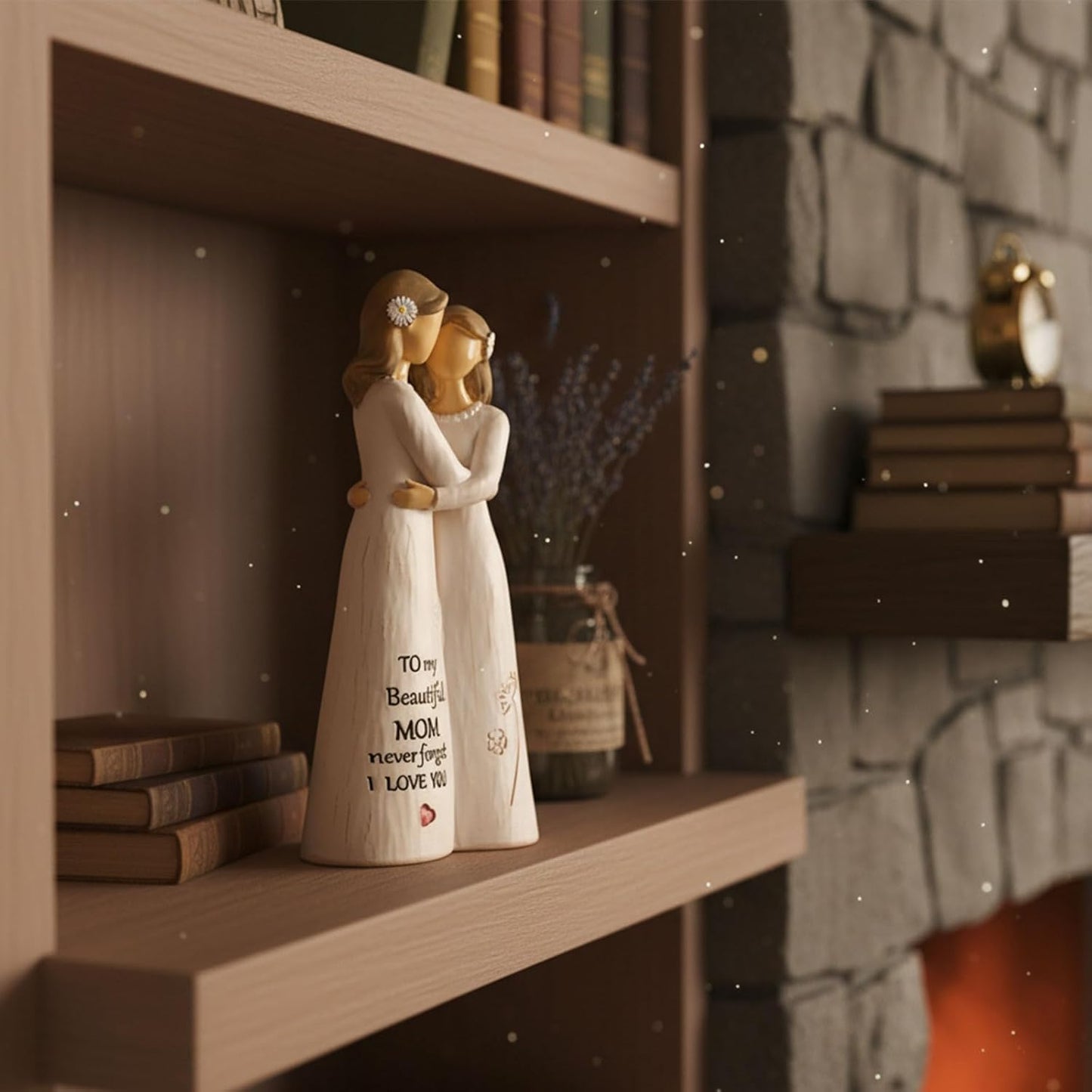 NAN ZAI NAN FANG Mother Daughter Figurine - Hand-Painted 5.5" Resin Sculpture for Home Decor | Perfect Gift for Moms