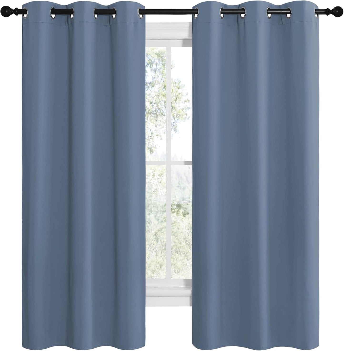 NICETOWN Blackout Curtains - Thermal Insulated Grommet Window Panels | Stone Blue, 42" x 68" (1 Pair)