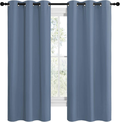 NICETOWN Blackout Curtains - Thermal Insulated Grommet Window Panels | Stone Blue, 42" x 68" (1 Pair)