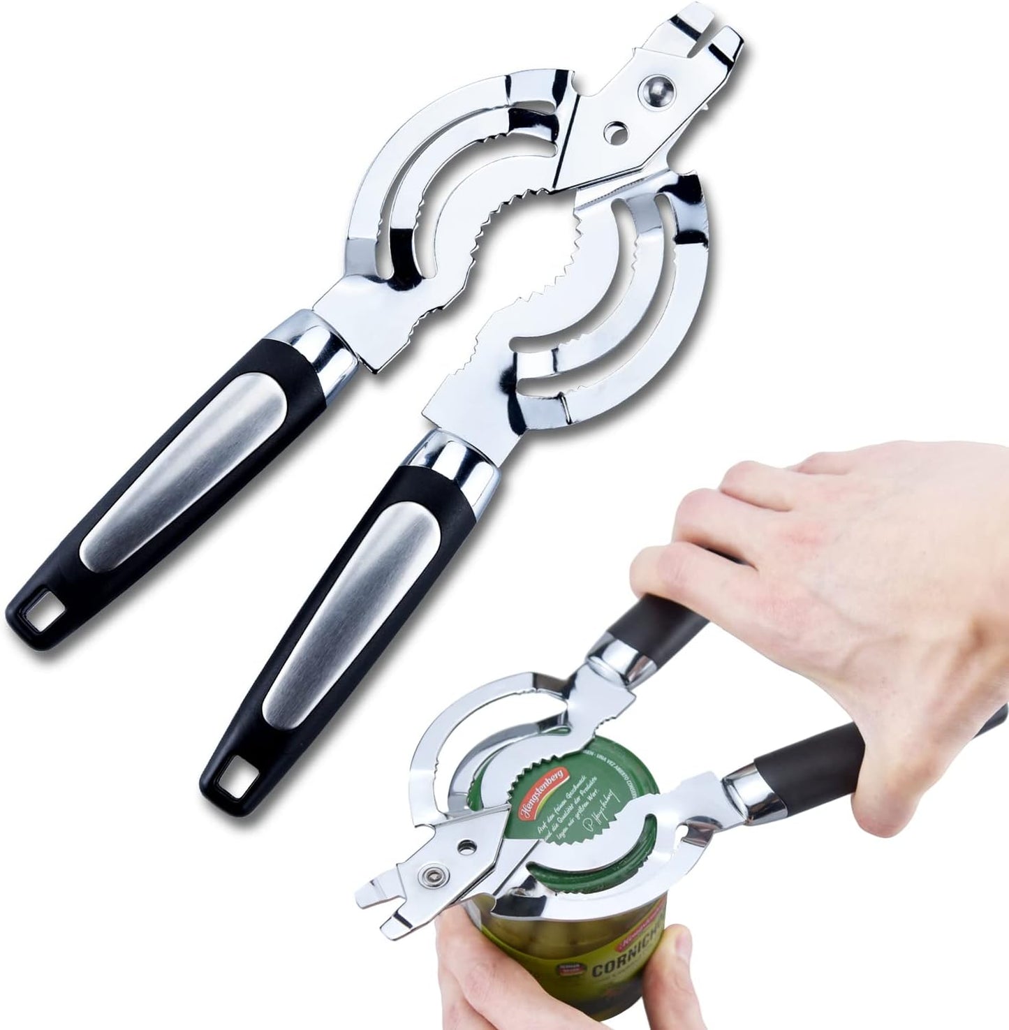 Skiennix Multi Jar Opener - Stainless Steel Lid Tool for Weak Hands & Arthritis Relief