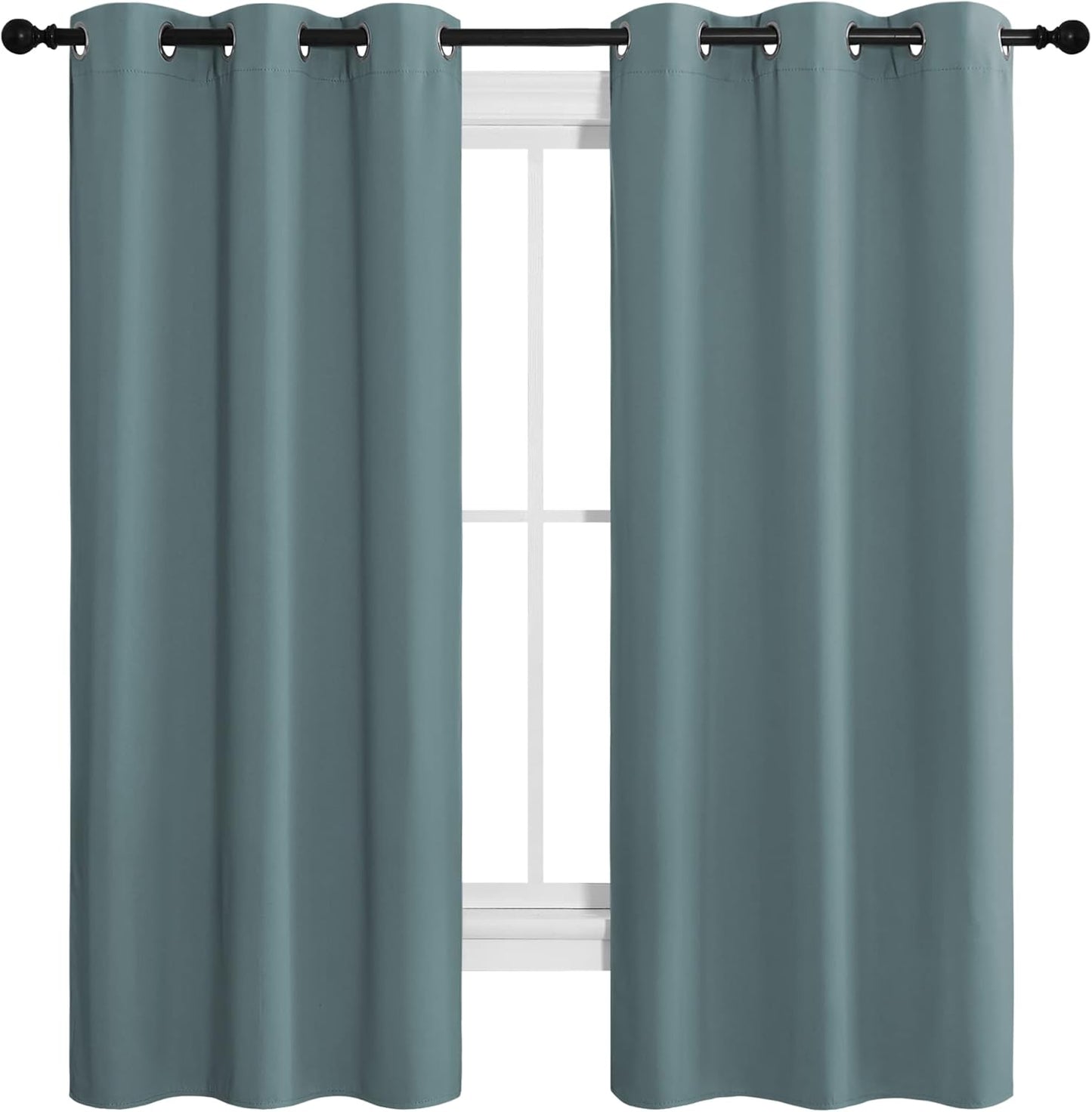 NICETOWN Modern Blackout Curtains - Noise Reducing & Thermal Insulated Drapes | Greyish Blue, 2 Panels (W42 x L68-Inch)