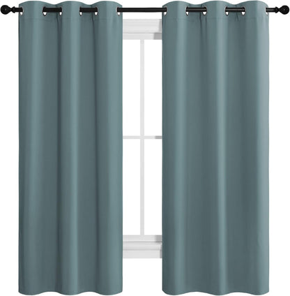 NICETOWN Modern Blackout Curtains - Noise Reducing & Thermal Insulated Drapes | Greyish Blue, 2 Panels (W42 x L68-Inch)