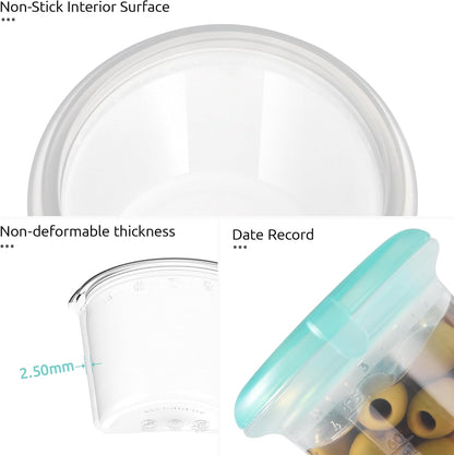 U-Taste Silicone Food Container Set - 4oz x 2, Airtight & Stackable, Freezer/Microwave Safe, Aqua Sky