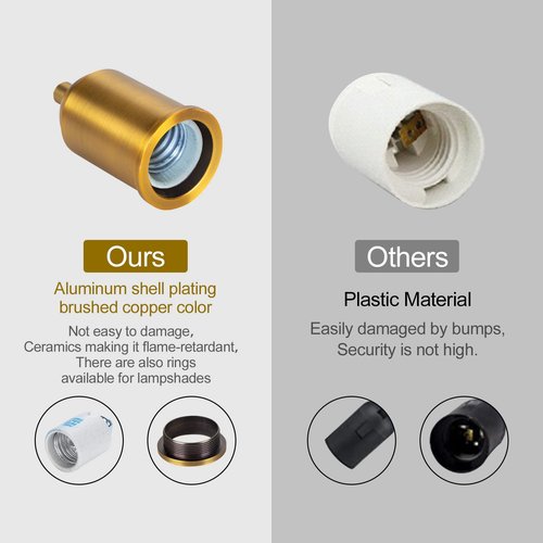 Hanging Lights with Plug in Pendant Light Cord kit Fixture Bulb Socket Golden Extension Lantern Fabric lamp Cord Switch Replacement Shade Industrial Porcelain Bulb Holder DIY Lighting 15ft 2 Set