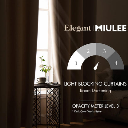 MIULEE Blackout Curtains - Thermal Insulated Room Darkening Drapes | 2 Panels Set 52 x 84 Inch Beige
