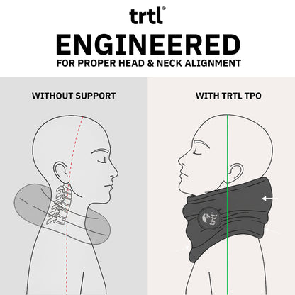 trtl Pillow - Scientifically Proven, Super Soft Neck Support Travel Pillow for Airplanes - Lightweight and Machine Washable - Ergonomic Design for Traveling on Flights, Cars, and Trains - Black