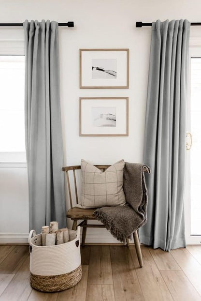 Skiennix 100% Blackout Curtains - Thermal Insulated Linen Drapes, 2 Panels Set, 50" W x 84" L, Ash Grey