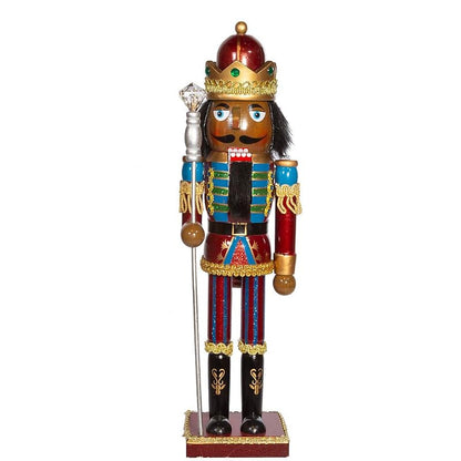 15-Inch Regal Black African American King Nutcracker with Crown