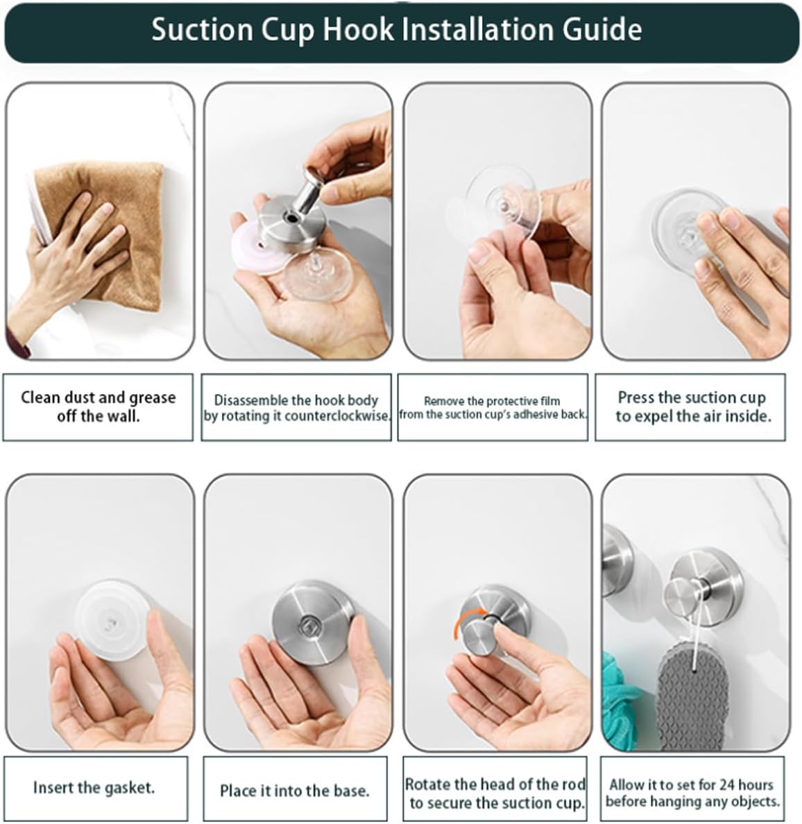 Skiennix Suction Cup Hooks - Upgraded Drill-Free Wreath Hangers for Glass & Doors | 2 Silver Holders