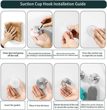 Skiennix Suction Cup Hooks - Upgraded Drill-Free Wreath Hangers for Glass & Doors | 2 Silver Holders