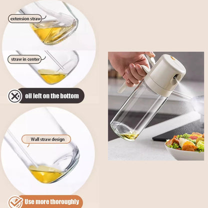 Skiennix Glass 2-in-1 Olive Oil Sprayer & Dispenser - 18oz Food-Grade Bottle for Cooking & BBQ
