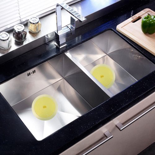 V-TOP Bathtub Drain Plug 2 Pack, 6 inches Large Silicone Tub Stopper Hair Stopper Flat Suction Cover for Kitchen Bathroom and Laundry (Yellow Transparent)