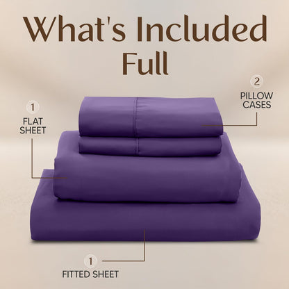 Utopia Bedding Full Size Sheet Set - Soft, Breathable Microfiber, 4-Piece in Eggplant | Oeko-Tex Certified