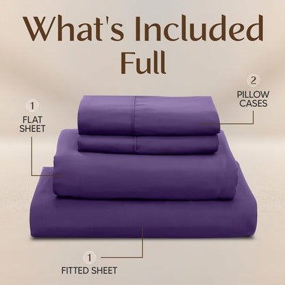 Utopia Bedding Full Size Sheet Set – 4 Piece Bed Sheets, Soft and Breathable Microfiber, Includes 1 Fitted Sheet, 1 Flat Sheet and 2 Pillowcases – Oeko Tex (Eggplant)