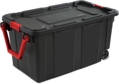 Sterilite Wheeled Tote - Durable 40 Gallon Storage Container in Black | Ideal for Organizing