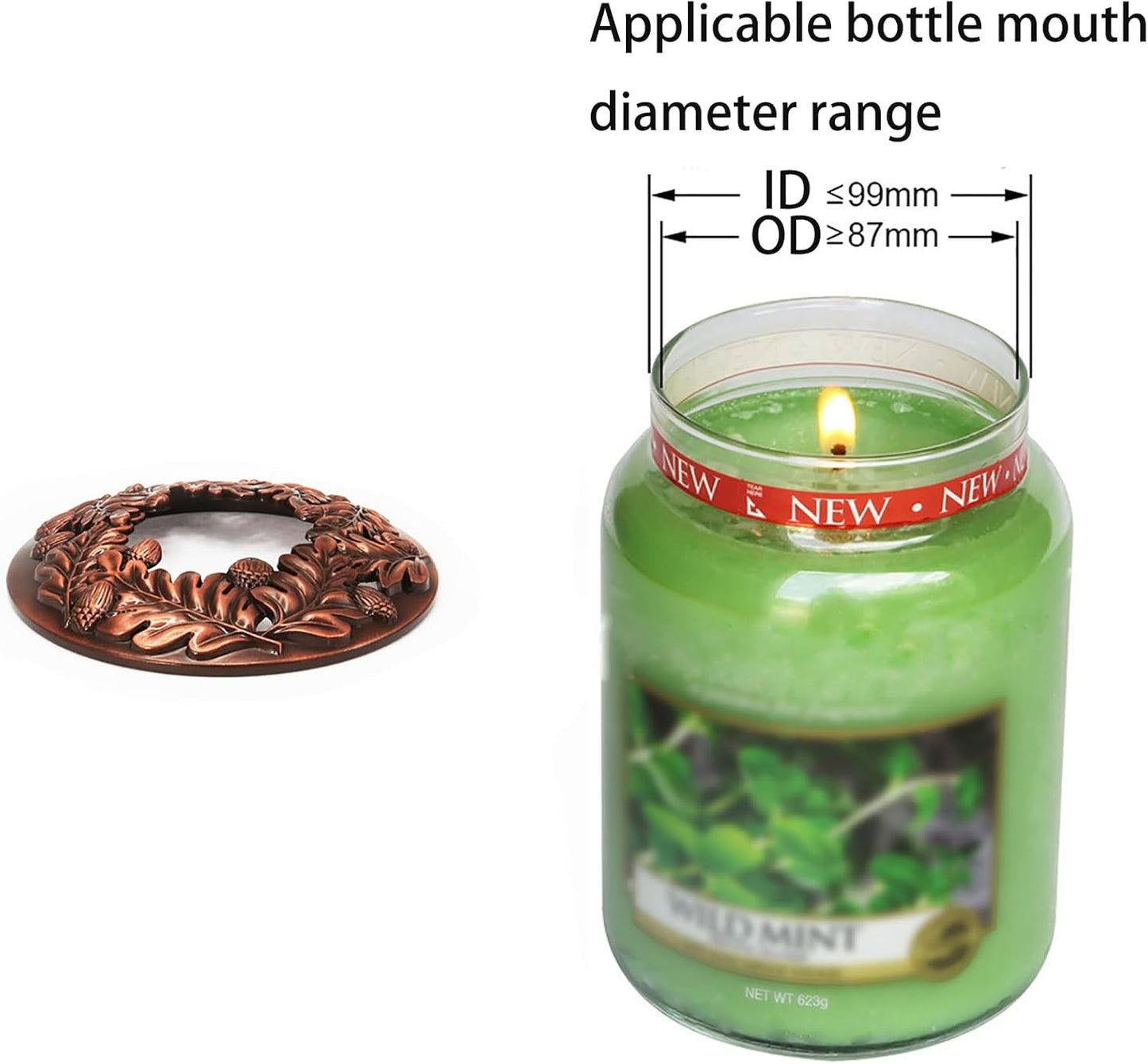 Skiennix Lid Jar Candle Topper - Metal Cover for Even Burning | Perfect Gift for Candle Lovers (1 Piece)