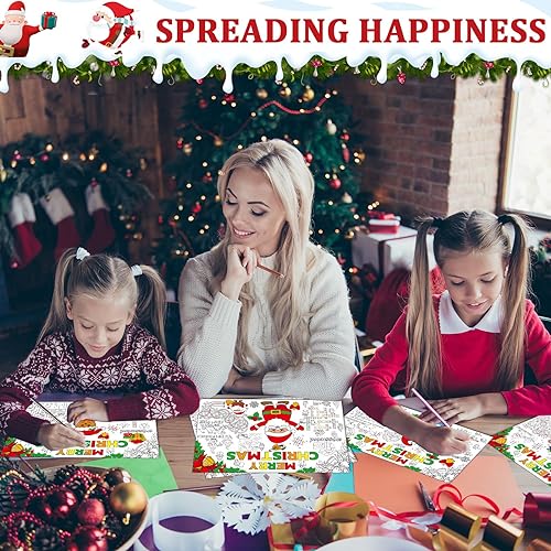 Christmas Coloring Placemats Set of 32 - Holiday Table Mats for Kids and Parties