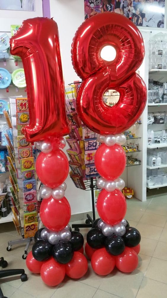 Red Number 8 Balloon - 40 Inch Birthday Decoration for 8th Party Supplies