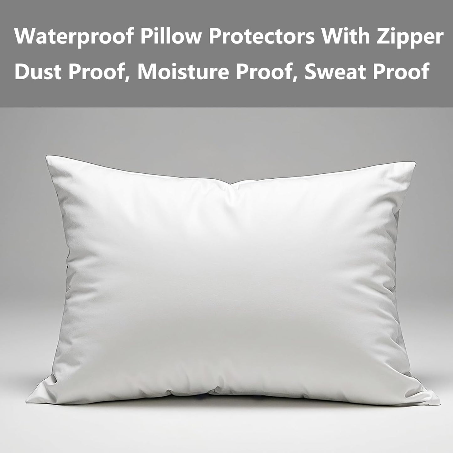 Skiennix Waterproof Pillow Protectors - Soft White Zippered Covers | Standard 20x28 Inches, 4 Pack