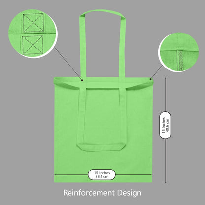 TOPDesign 12-Pack Baby Green Cotton Tote Bags - Lightweight Reusable Grocery Bags for DIY & Promotions