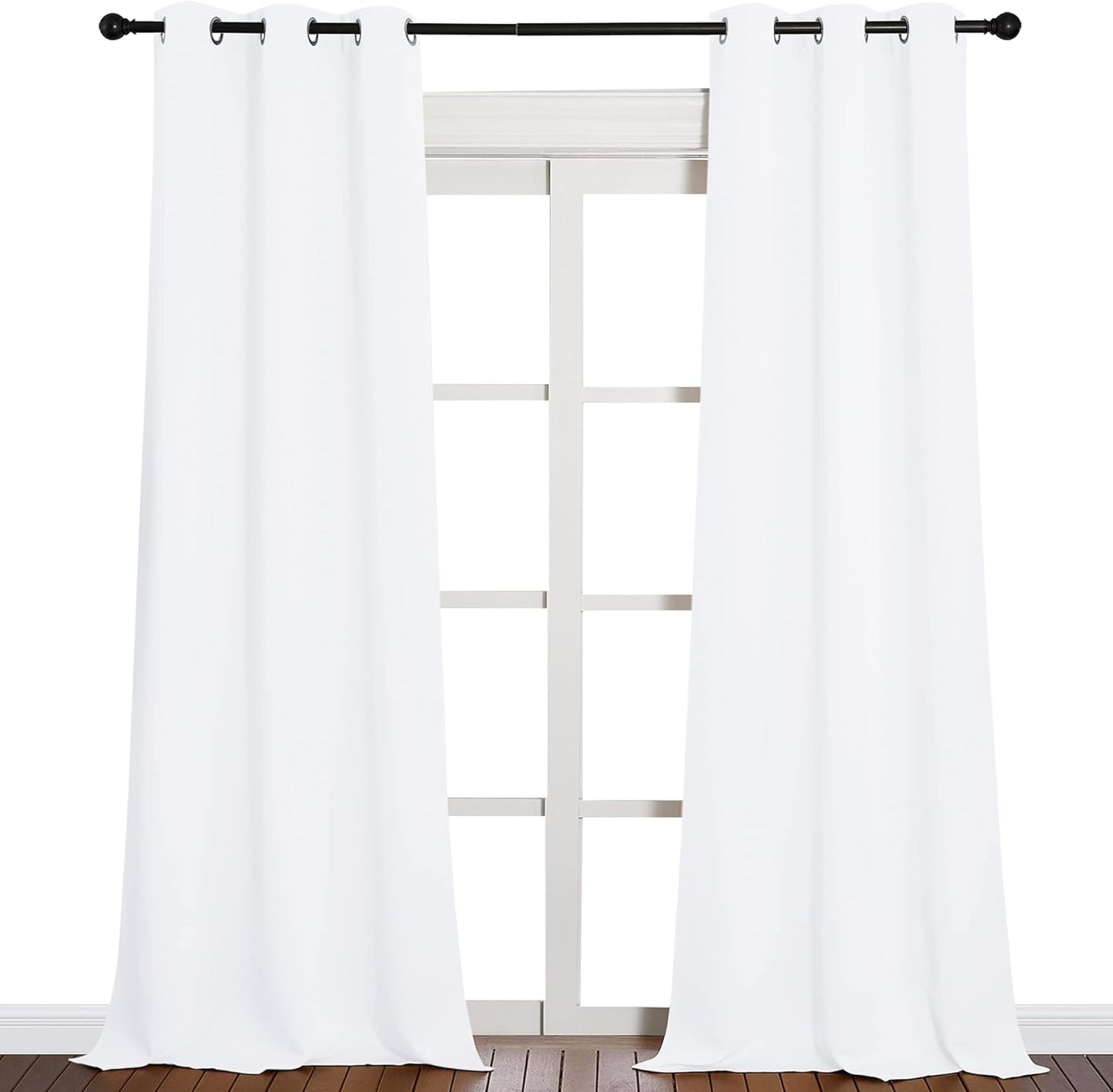 NICETOWN Solid Window Curtain Panels - Grommet Design, Elegant White, 42 x 90 Inches, Set of 2
