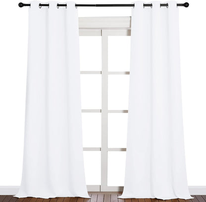 NICETOWN Solid Window Curtain Panels - Grommet Design, Elegant White, 42 x 90 Inches, Set of 2