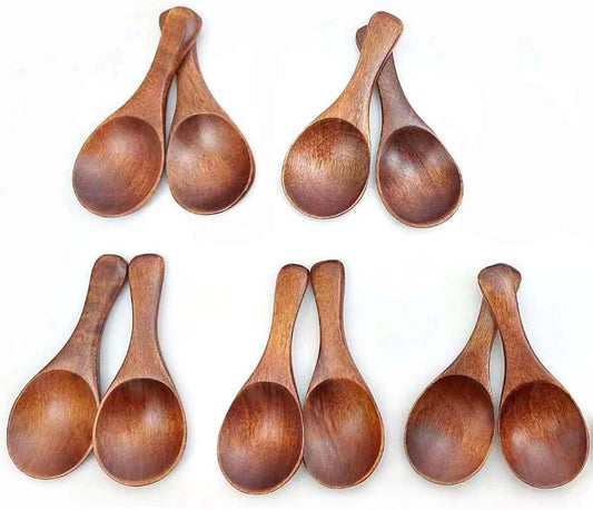 JapanBargain 1906, Wooden Tea Scoops Matcha Scoop Green Tea Spoon Spices Spoon Sugar Spoon Salt Spoon, 10 Pack