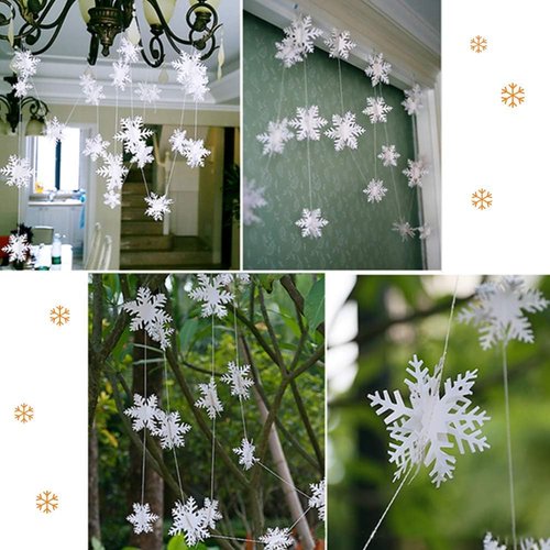 24Pcs Snowflake Christmas Decor | 12 Silver & 12 White 3D Hanging Snowflakes for Holiday Parties