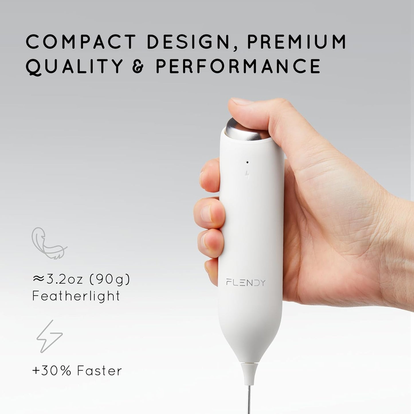 Skiennix Rechargeable Milk Frother - Handheld Electric Drink Mixer with USB-C Charging Stand | Mini Whisk for Coffee & Matcha