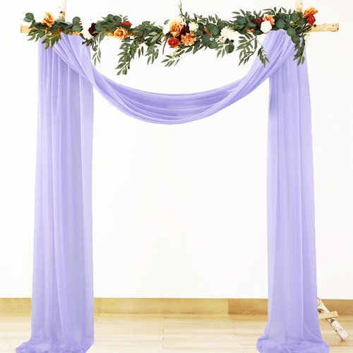 Lavender Chiffon Draping Fabric by Skiennix - 20 FT Sheer Wedding Arch Backdrop Curtain for Events