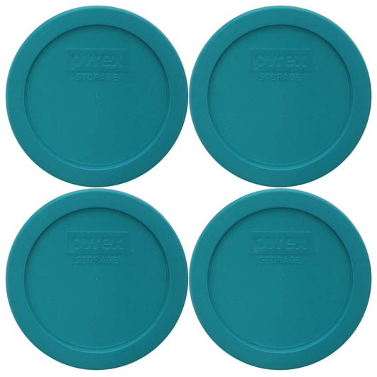 Pyrex 7201-PC 4-Cup Turquoise Plastic Replacement Food Storage Original Genuine Pyrex Lid, Made in USA - 4 Pack