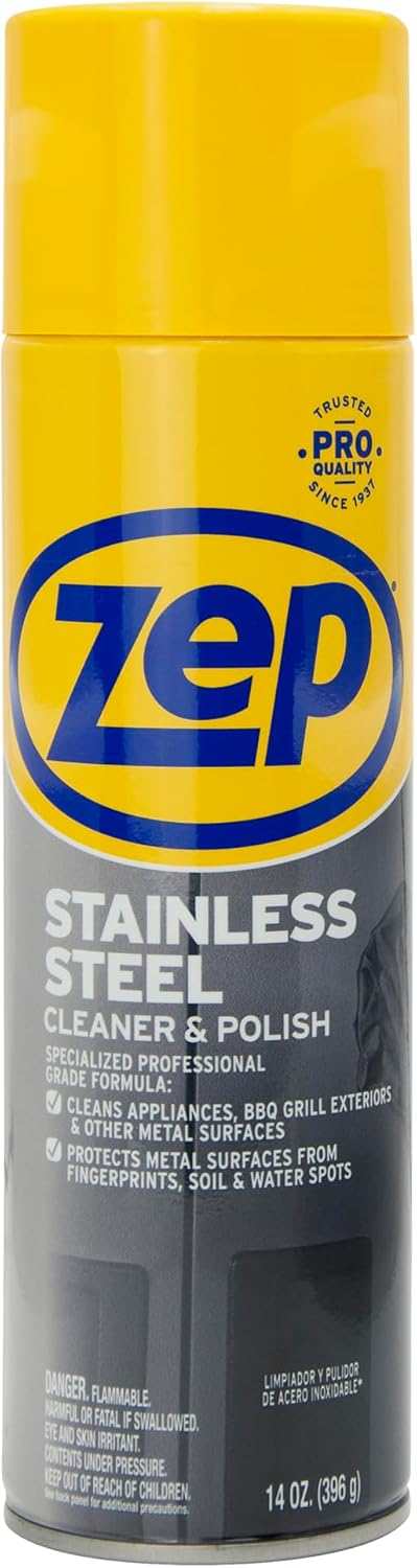 Zep Stainless Steel Cleaner & Polish - 14 oz | Protects Metal Surfaces from Fingerprints & Water Spots