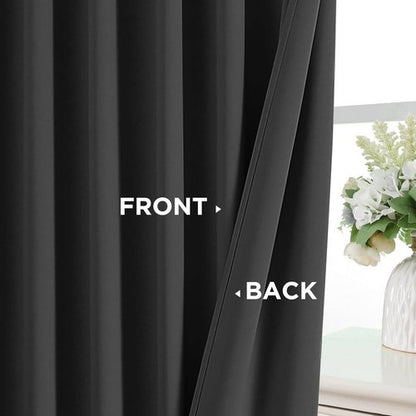 Joydeco 96 Inch Blackout Curtains for Bedroom, Black Out Curtains 96 inch Long, Room Darkening Thermal Insulated Drapes 2 Panels Set, Dark Grey Curtains for Living Room